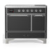 ILVE 40 Inch Majestic III Matte Graphite Induction with 6 Elements and 3.82 Cu. Ft. Oven Capacity in Solid Door Chrome
