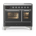 ILVE 40 Inch Majestic III Matte Graphite Induction with 6 Elements and 3.82 Cu. Ft. Oven Capacity in Triple Glass Door Chrome