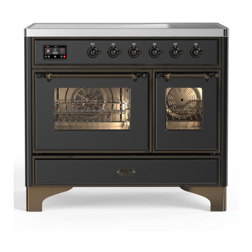 ILVE 40 Inch Majestic III Matte Graphite Induction with 6 Elements and 3.82 Cu. Ft. Oven Capacity in Triple Glass Door Burnished