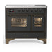 ILVE 40 Inch Majestic III Matte Graphite Induction with 6 Elements and 3.82 Cu. Ft. Oven Capacity in Triple Glass Door Burnished