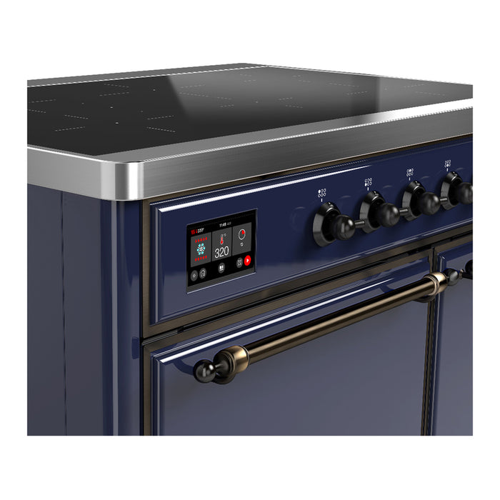 ILVE 40 Inch Majestic III Midnight Blue Induction with 6 Elements and 3.82 Cu. Ft. Oven Capacity in Solid Door Side
