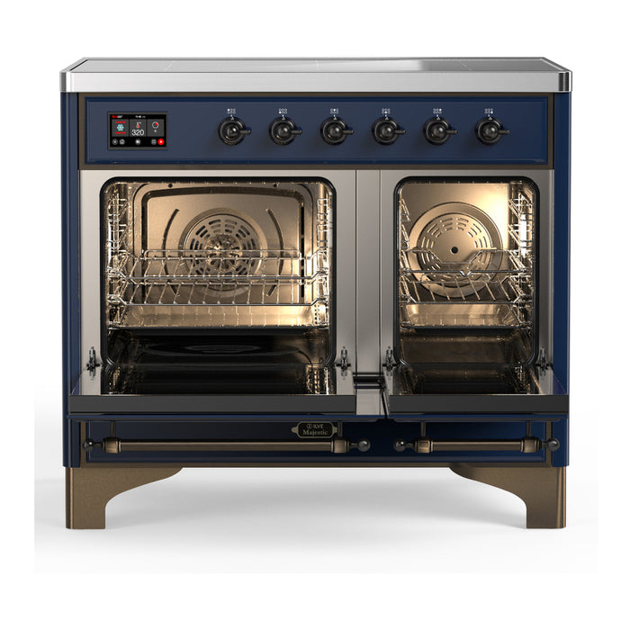 ILVE 40 Inch Majestic III Midnight Blue Induction with 6 Elements and 3.82 Cu. Ft. Oven Capacity in Solid Door Open
