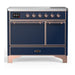 ILVE 40 Inch Majestic III Midnight Bluen Induction with 6 Elements and 3.82 Cu. Ft. Oven Capacity in Solid Door Copper
