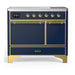 ILVE 40 Inch Majestic III Midnight Blue Induction with 6 Elements and 3.82 Cu. Ft. Oven Capacity in Solid Door Brass

