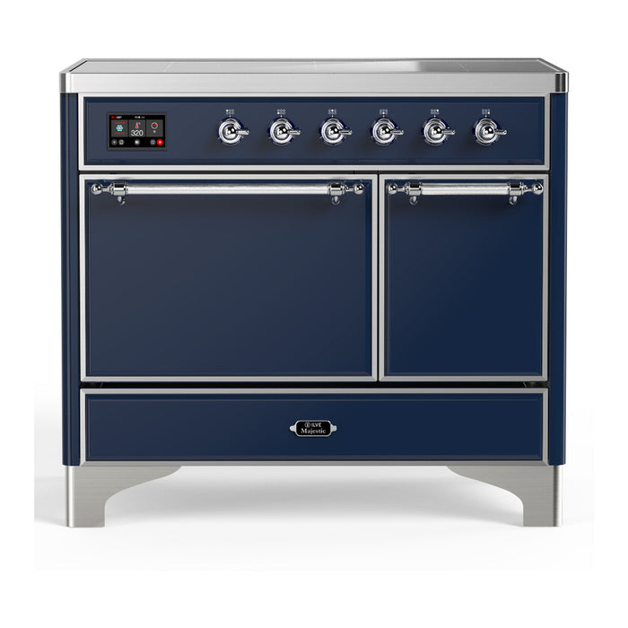 ILVE 40 Inch Majestic III Midnight Blue Induction with 6 Elements and 3.82 Cu. Ft. Oven Capacity in Solid Door Chrome
