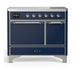 ILVE 40 Inch Majestic III Midnight Blue Induction with 6 Elements and 3.82 Cu. Ft. Oven Capacity in Solid Door Chrome
