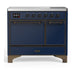 ILVE 40 Inch Majestic III Midnight Blue Induction with 6 Elements and 3.82 Cu. Ft. Oven Capacity in Solid Door Burnished
