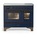 ILVE 40 Inch Majestic III Midnight Blue Induction with 6 Elements and 3.82 Cu. Ft. Oven Capacity in Triple Glass Door Burnished
