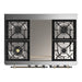 ILVE 40 Inch Majestic III Stainless Steel Dual Fuel Range with 6 Black Brass Burners, Griddle and Dual Function Burner up to 25,000 BTU in Triple Glass Door Cooktop