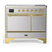 ILVE 40 Inch Majestic III Stainless Steel Induction with 6 Elements and 3.82 Cu. Ft. Oven Capacity in Solid Door Brass
