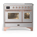 ILVE 40 Inch Majestic III Stainless Steel Induction with 6 Elements and 3.82 Cu. Ft. Oven Capacity in Triple Glass Door Copper