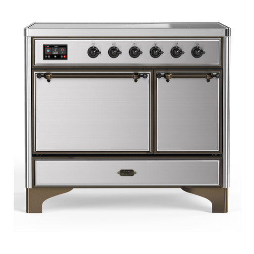 ILVE 40 Inch Majestic III Stainless Steel Induction with 6 Elements and 3.82 Cu. Ft. Oven Capacity in Solid Door Burnished
