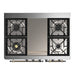ILVE 40 Inch Majestic III White Dual Fuel Range with 6 Black Brass Burners, Griddle and Dual Function Burner up to 25,000 BTU in Solid Door Cooktop