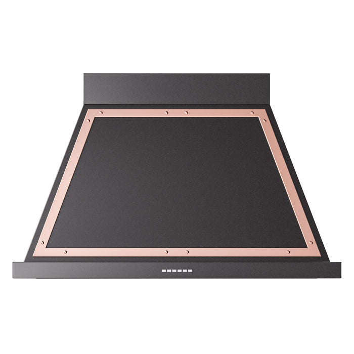 ILVE 40 Inch Nostalgie II Noblesse 600 CFM Wall Mount Glossy Black Range Hood Copper
