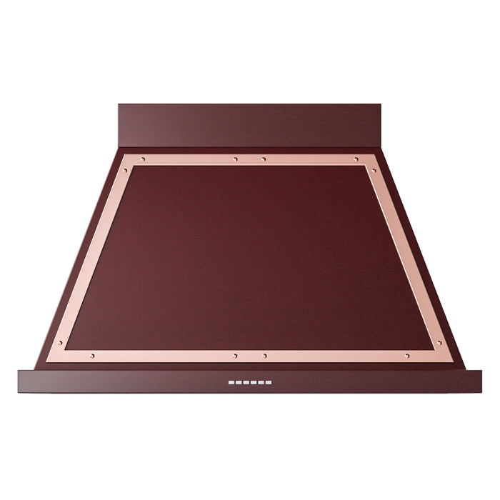 ILVE 40 Inch Nostalgie II Noblesse 600 CFM Wall Mount Burgundy Range Hood Copper