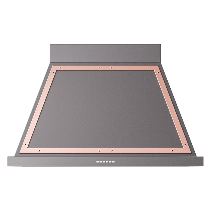 ILVE 40 Inch Nostalgie II Noblesse 600 CFM Wall Mount Matte Graphite Range Hood Copper