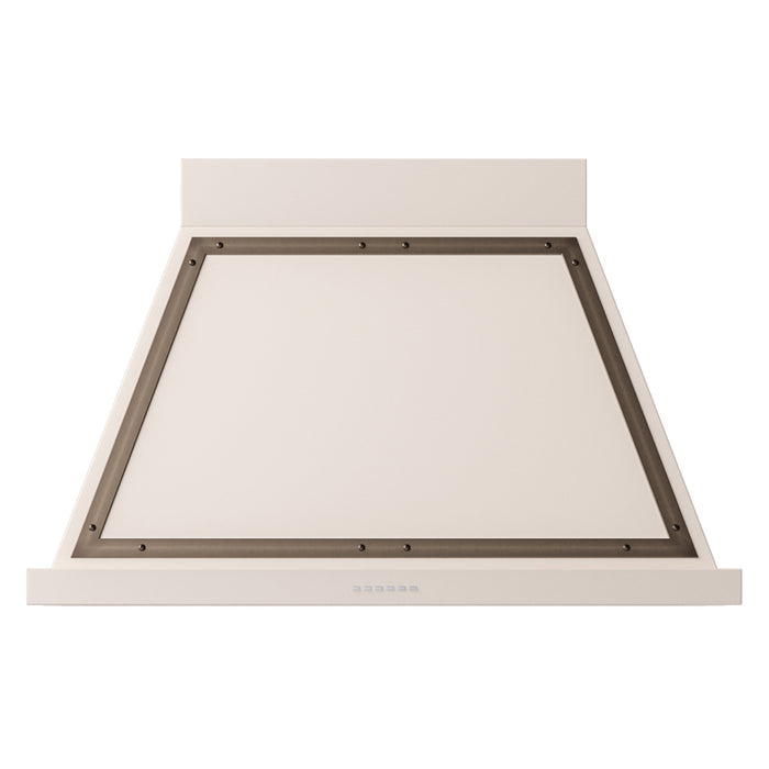 ILVE 40 Inch Nostalgie II Noblesse 600 CFM Wall Mount Antique White Range Hood Burnished
