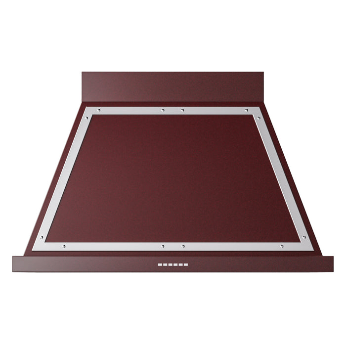 ILVE 40 Inch Nostalgie II Noblesse 600 CFM Wall Mount Burgundy Range Hood Chrome
