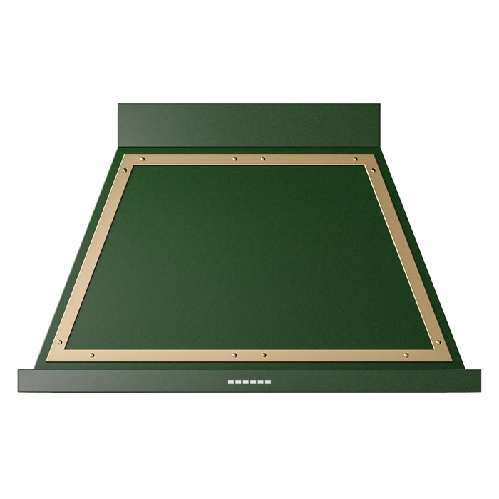 ILVE 40 Inch Nostalgie II Noblesse 600 CFM Wall Mount Emerald Green Range Hood Brass