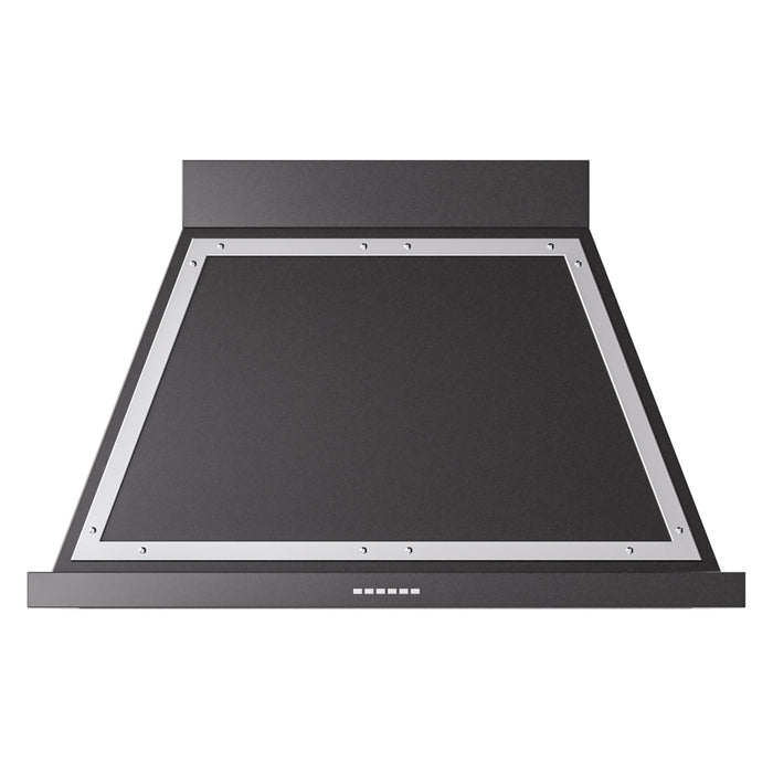ILVE 40 Inch Nostalgie II Noblesse 600 CFM Wall Mount Glossy Black Range Hood Chrome