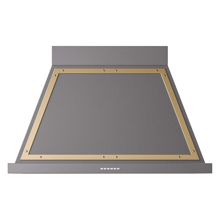 ILVE 40 Inch Nostalgie II Noblesse 600 CFM Wall Mount Matte Graphite Range Hood Brass