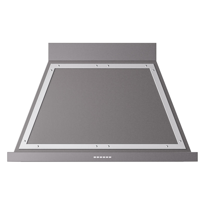 ILVE 40 Inch Nostalgie II Noblesse 600 CFM Wall Mount Matte Graphite Range Hood Chrome