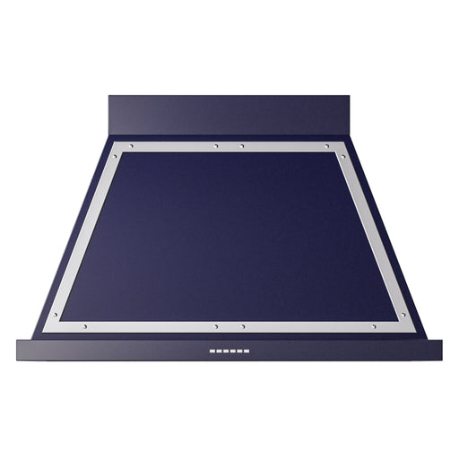 ILVE 40 Inch Nostalgie II Noblesse 600 CFM Wall Mount Midnight Blue Range Hood Chrome