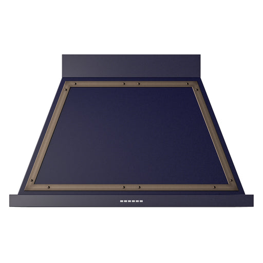 ILVE 40 Inch Nostalgie II Noblesse 600 CFM Wall Mount Midnight Blue Range Hood Burnished