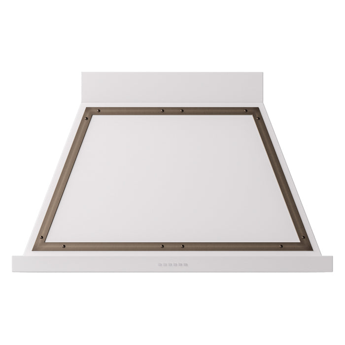 ILVE 40 Inch Nostalgie II Noblesse 600 CFM Wall Mount White Range Hood Burnished