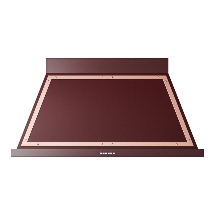 ILVE 48 Inch Nostalgie II Noblesse 600 CFM Wall Mount Burgundy Range Hood Copper