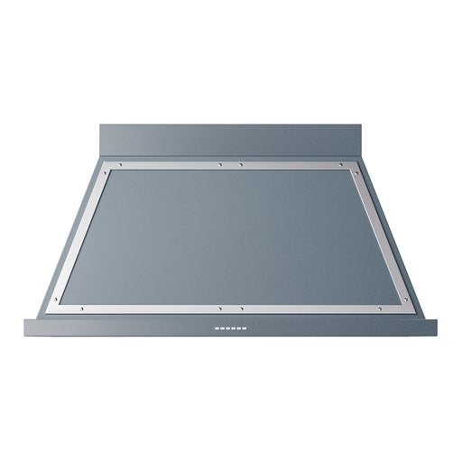 ILVE 48 Inch Nostalgie II Noblesse 600 CFM Wall Mount Blue Grey Range Hood  Chrome