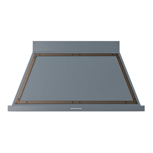 ILVE 48 Inch Nostalgie II Noblesse 600 CFM Wall Mount Blue Grey Range Hood Burnished