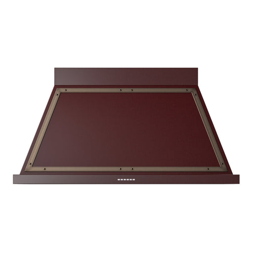 ILVE 48 Inch Nostalgie II Noblesse 600 CFM Wall Mount Burgundy Range Hood Burnished