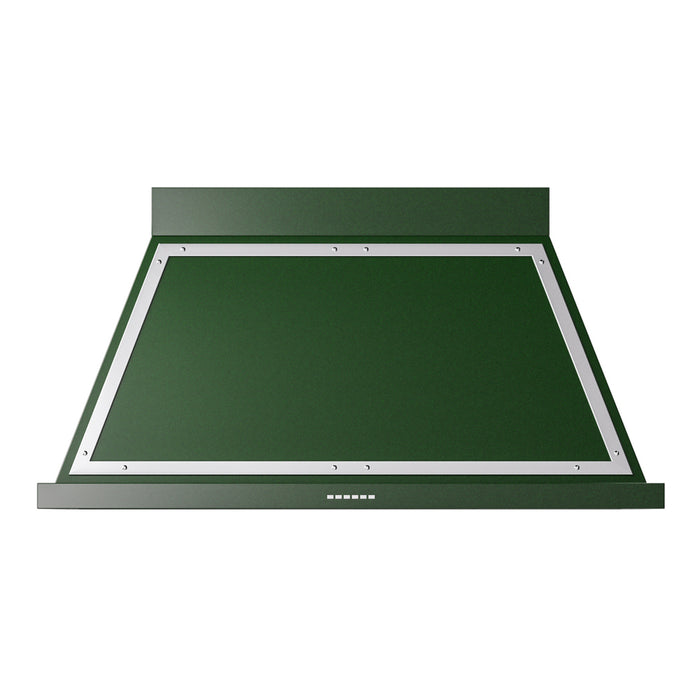 ILVE 48 Inch Nostalgie II Noblesse 600 CFM Wall Mount Emerald Green Range Hood Chrome