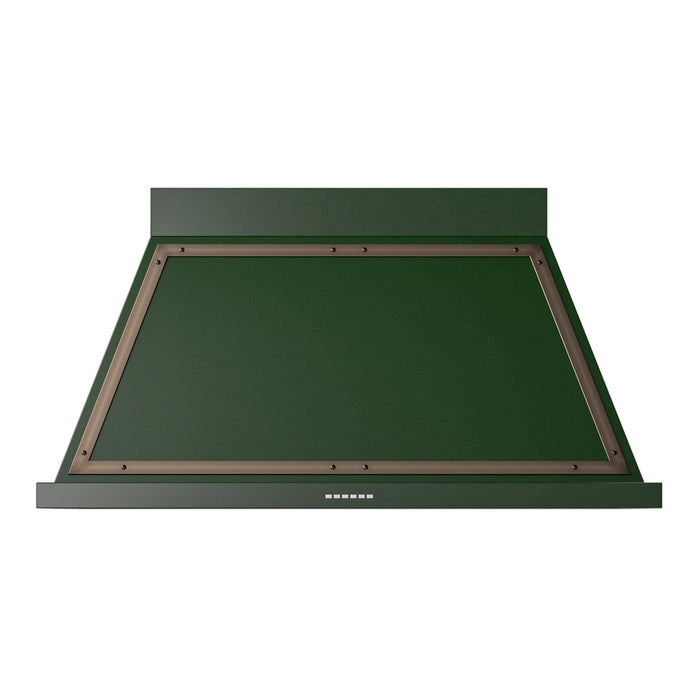 ILVE 48 Inch Nostalgie II Noblesse 600 CFM Wall Mount Emerald Green Range Hood Burnished