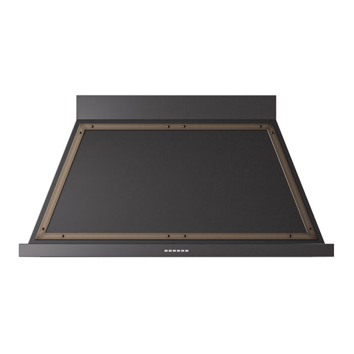 ILVE 48 Inch Nostalgie II Noblesse 600 CFM Wall Mount Glossy Black Range Hood Burnished