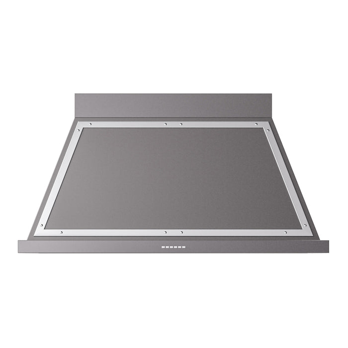 ILVE 48 Inch Nostalgie II Noblesse 600 CFM Wall Mount Matte Graphite Range Hood Chrome