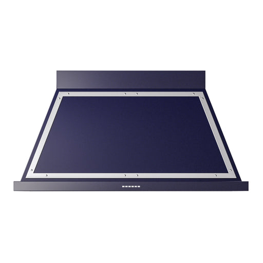 ILVE 48 Inch Nostalgie II Noblesse 600 CFM Wall Mount Midnight Blue Range Hood Chrome