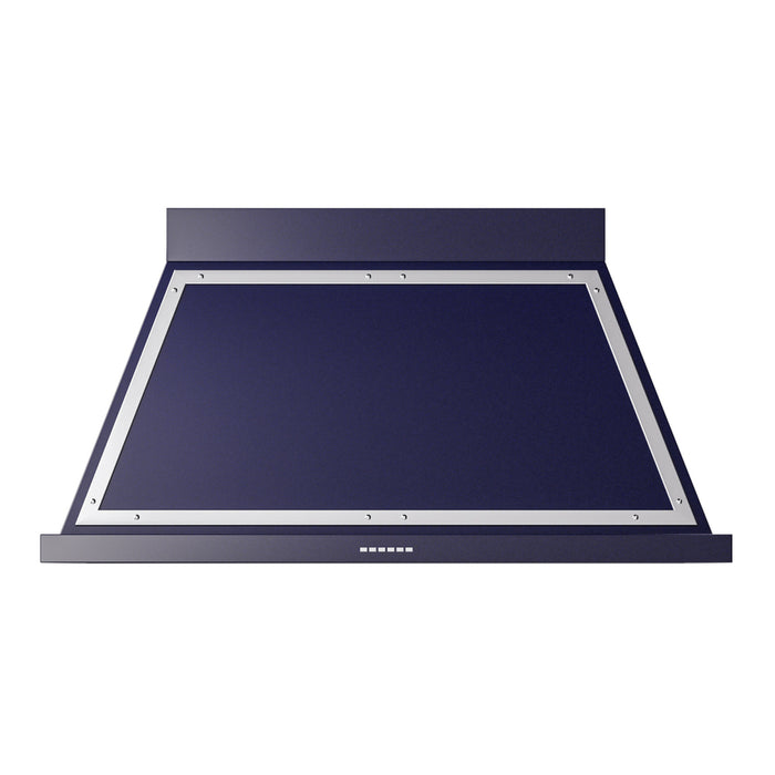 ILVE 48 Inch Nostalgie II Noblesse 600 CFM Wall Mount Midnight Blue Range Hood Chrome