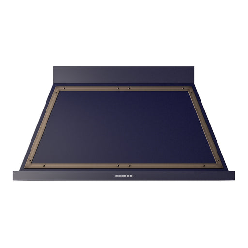 ILVE 48 Inch Nostalgie II Noblesse 600 CFM Wall Mount Midnight Blue Range Hood Burnished