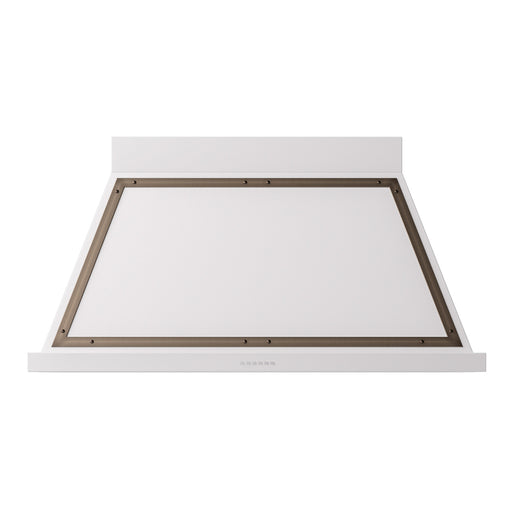 ILVE 48 Inch Nostalgie II Noblesse 600 CFM Wall Mount White Range Hood Burnished