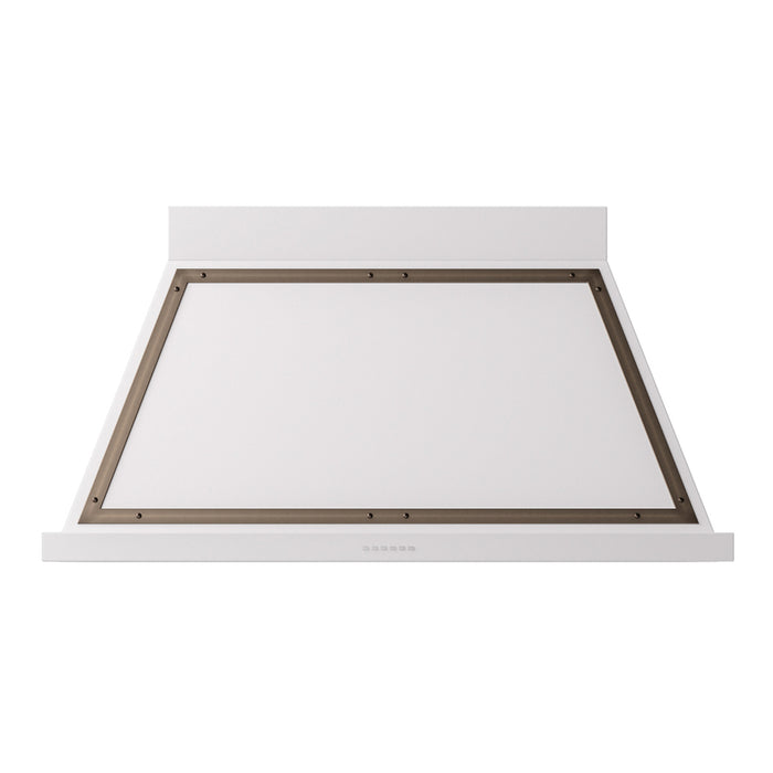 ILVE 48 Inch Nostalgie II Noblesse 600 CFM Wall Mount White Range Hood Burnished