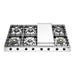 ILVE 48 Inch UHCP1265FNSSB Nostalgie II Built-In Stainless Steel Natural Gas Cooktop with 8 Burners and Griddle in Burnished Trim Front