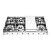 ILVE 48 Inch UHCP1265FNSSCLP Nostalgie II Built-In Stainless Steel Liquid Propane Cooktop with 8 Burners and Griddle in Chrome Trim Front