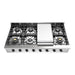 ILVE 48 Inch UHCP48FNSSBLP Nostalgie II Built-In Stainless Steel Liquid Propane Rangetop with 6 Burners and Griddle in Burnished Trim Front
