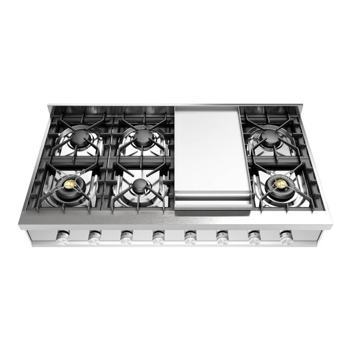 ILVE 48 Inch UHCP48FSSLP Professional Plus II Built-In Stainless Steel Liquid Propane Rangetop with 8 Burners and Griddle Main
