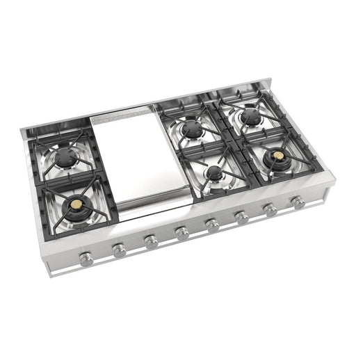 ILVE 48 Inch UHCP48FSSLP Professional Plus II Built-In Stainless Steel Liquid Propane Rangetop with 8 Burners and Griddle Main
