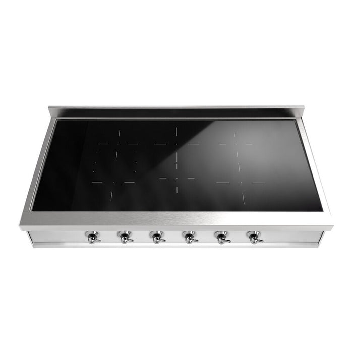 ILVE 48 Inch UHCPI486NSSC Nostalgie II Built-In Induction Rangetop with 6 Element in Chrome Front