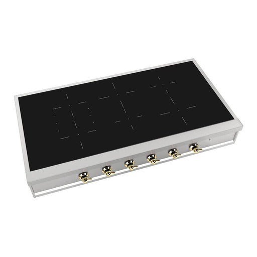 ILVE 48 Inch UHCPI486NSSG Nostalgie II Built-In Induction Rangetop with 6 Element in Brass Main