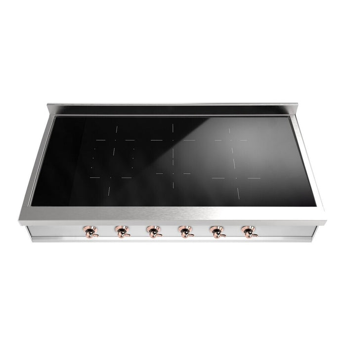 ILVE 48 Inch UHCPI486NSSP Nostalgie II Built-In Induction Rangetop with 6 Element in Copper Front